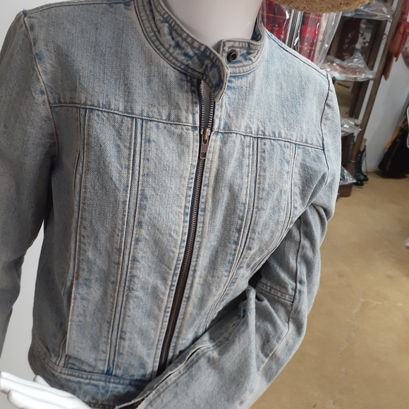 L*EXTRA 25% OFF* GAP Mandarin Collar Denim Jacket - Picture 11 of 12